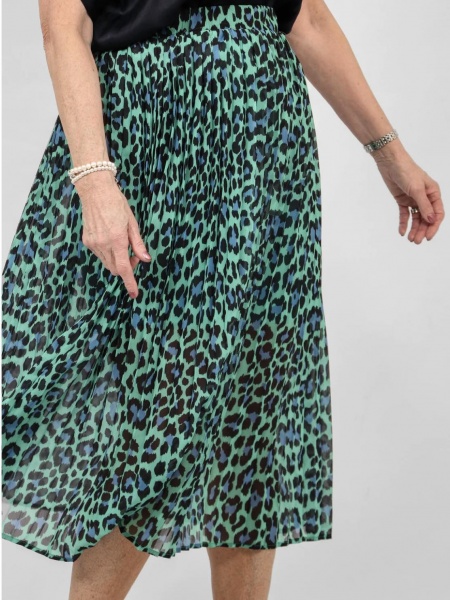 Pleated Leopard Skirt - Green